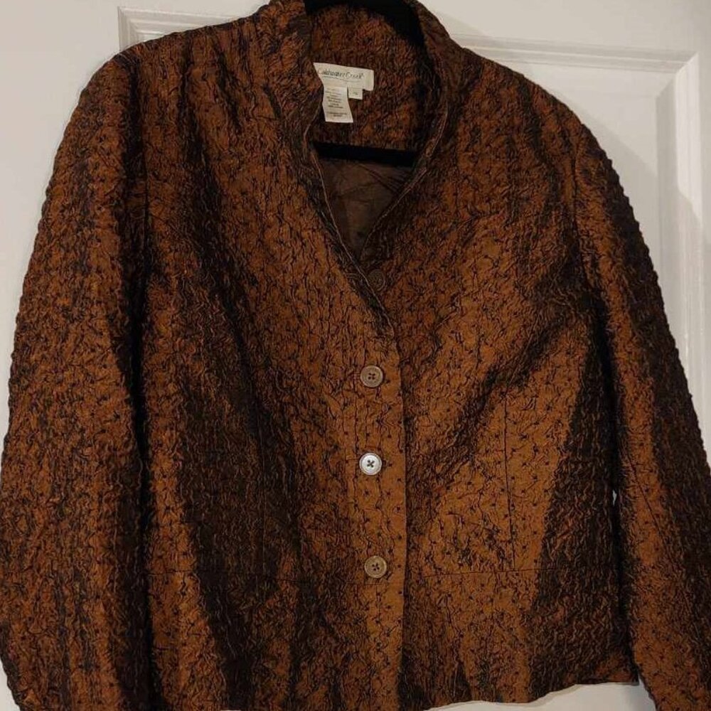 Coldwater Creek Crinkle Brown Jacket 1X